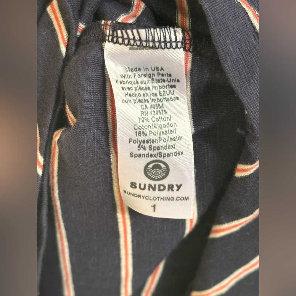 NEW Anthropologie Sundry Fabian Faux Wrap Striped Shirt Dress Women’s 1/S Navy - Picture 8 of 11